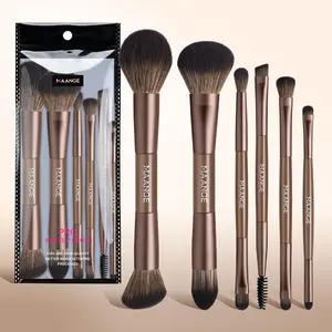 Maange 6-Piece Makeup Brush Set, Foundation Brush, Blush Brush, Loose Powder Brush, Eyeshadow Brush, Mascara Brush, Concealer Brush, Travel-Friendly