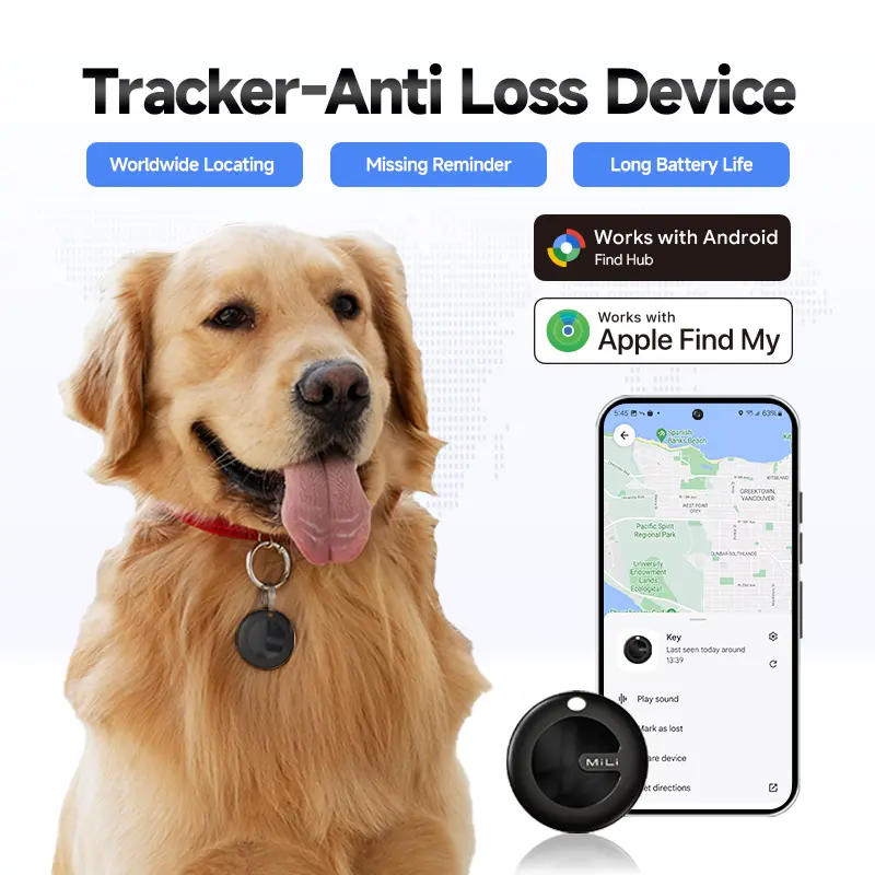MiLi GPS Tracker Finders & Accessories Apple & Google Certified Bluetooth  for Car Keys Dog Cat,LuggageSmart TrackerLocatorfor Kidsbag, Luggage Pet  Backpack,Wallet,Pets-Replaceable Battery-Travel gps tracker Device 1-Pack