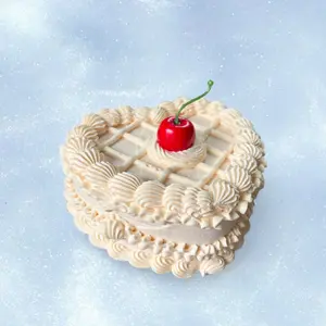 Coquette Heart-Shaped Jewelry Box with Mirror, Buttercream Faux Frosting, Vintage Cake Design & Cherry Accent, Coquette & Kitschy Decor