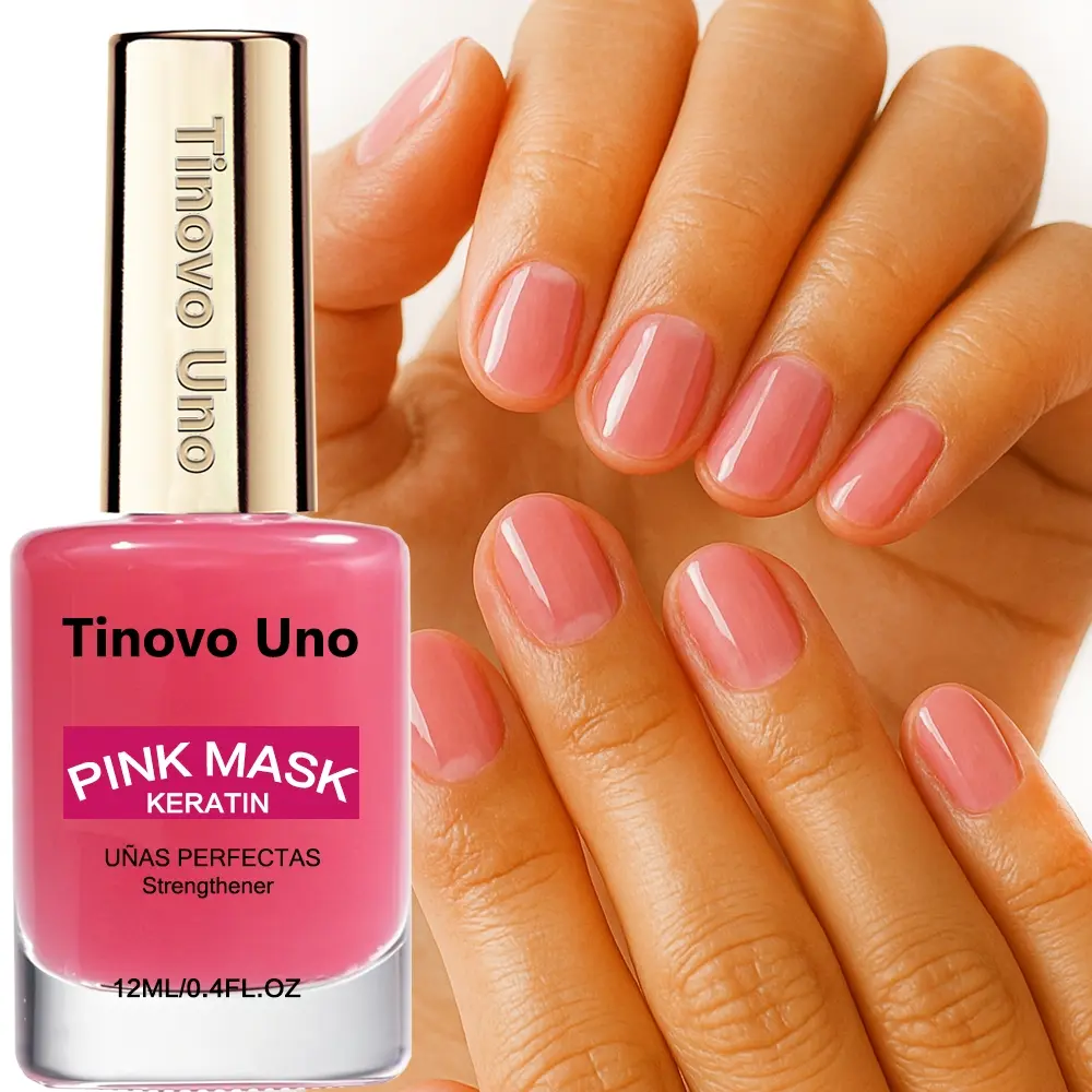 Tinovo Uno Pink Nail Strengthener 12ml, Nail Care Product, Nail Care Liquid, Naturally Strengthens Nails, Dries Naturally, No Need for Lamps, Prevents Breakage and Splitting, Suitable for Soft and Thin Nails, Applies Smoothly, Nail Strengthener Oil