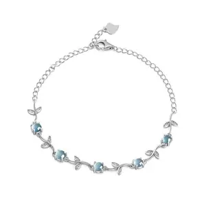 Sliver Natural Jade Bracelet Jadeite Blue Water Fresh Ice Seed Women's Fashionable Jewelry For Wedding Christmas Gifts