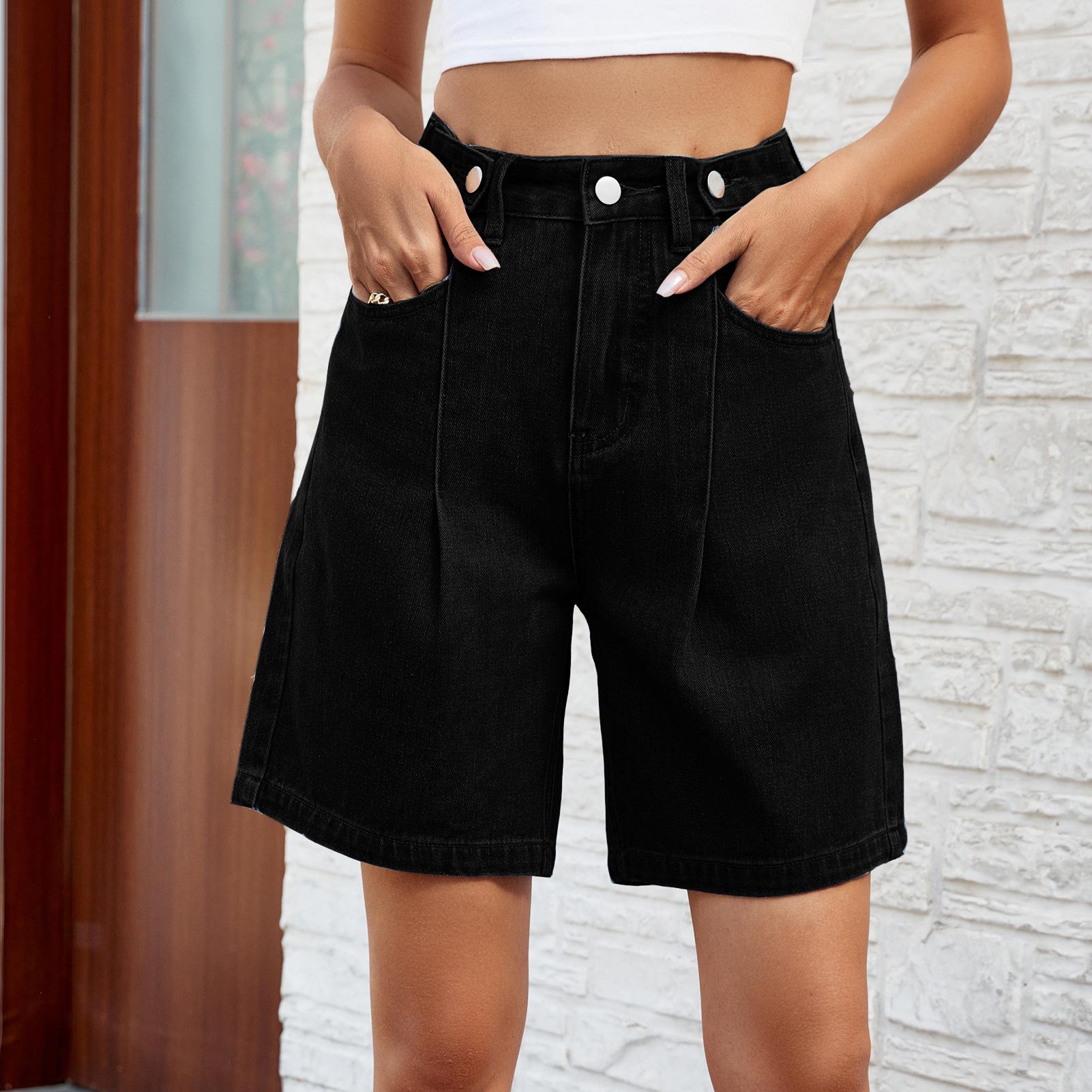 Women's High Waist Wide Leg Denim Shorts Adjustable Waist Baggy Jeans Shorts Y2K Street wear Summer Bottoms With Pockets Most Popular Women's High Waist Wide Leg Denim Shorts Adjustable Waist Baggy Jeans Shorts Y2K Street wear Summer Bottoms With Pockets Most Popular