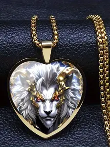 A transparent glass heart-shaped necklace with a delicate 2D pattern inside. Fashion Jewelry Accessories