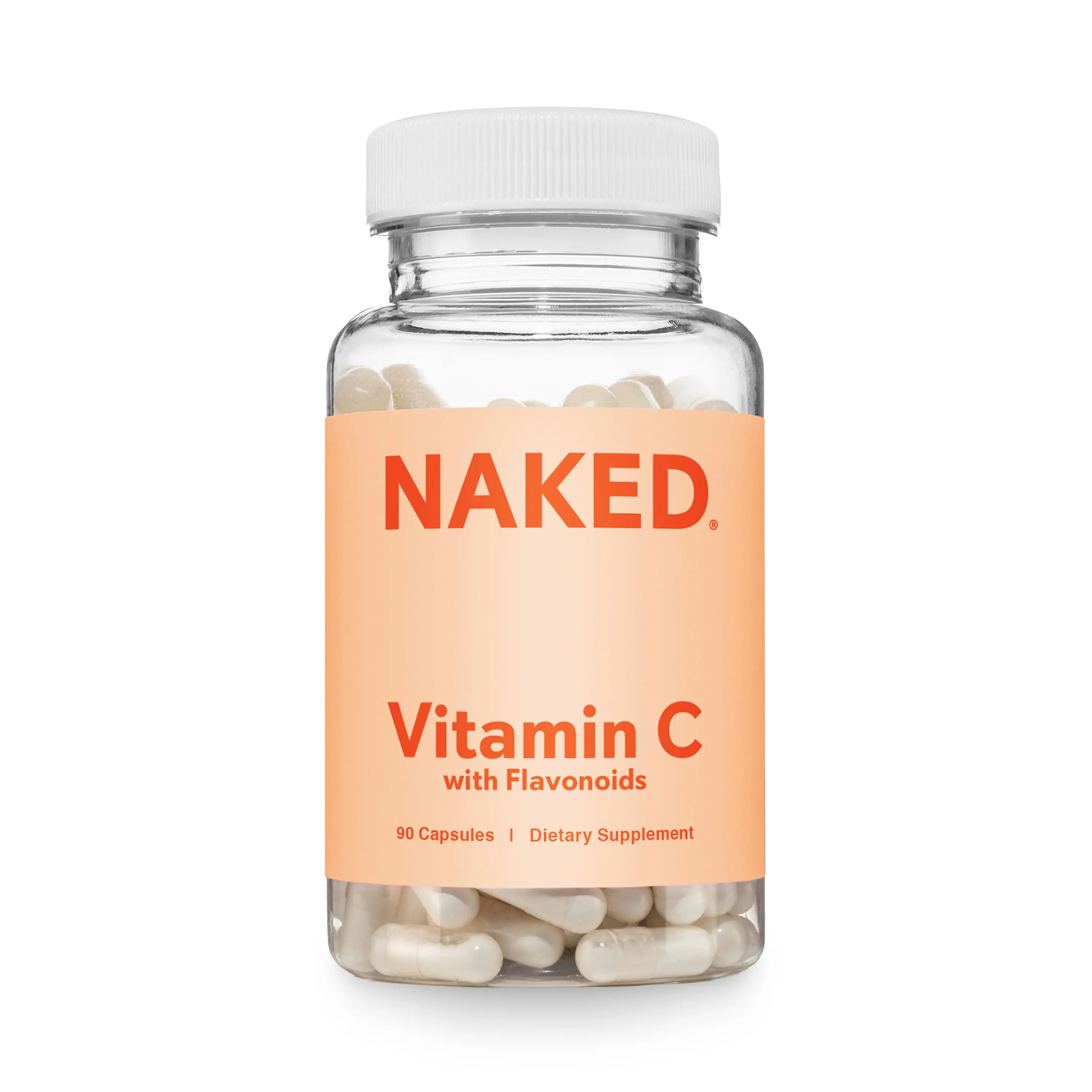 Naked Vitamin C with Flavonoids - 500mg Vitamin C, 75mg Flavonoids - 90 Capsules - Vegan, Gluten-Free, Non-GMO