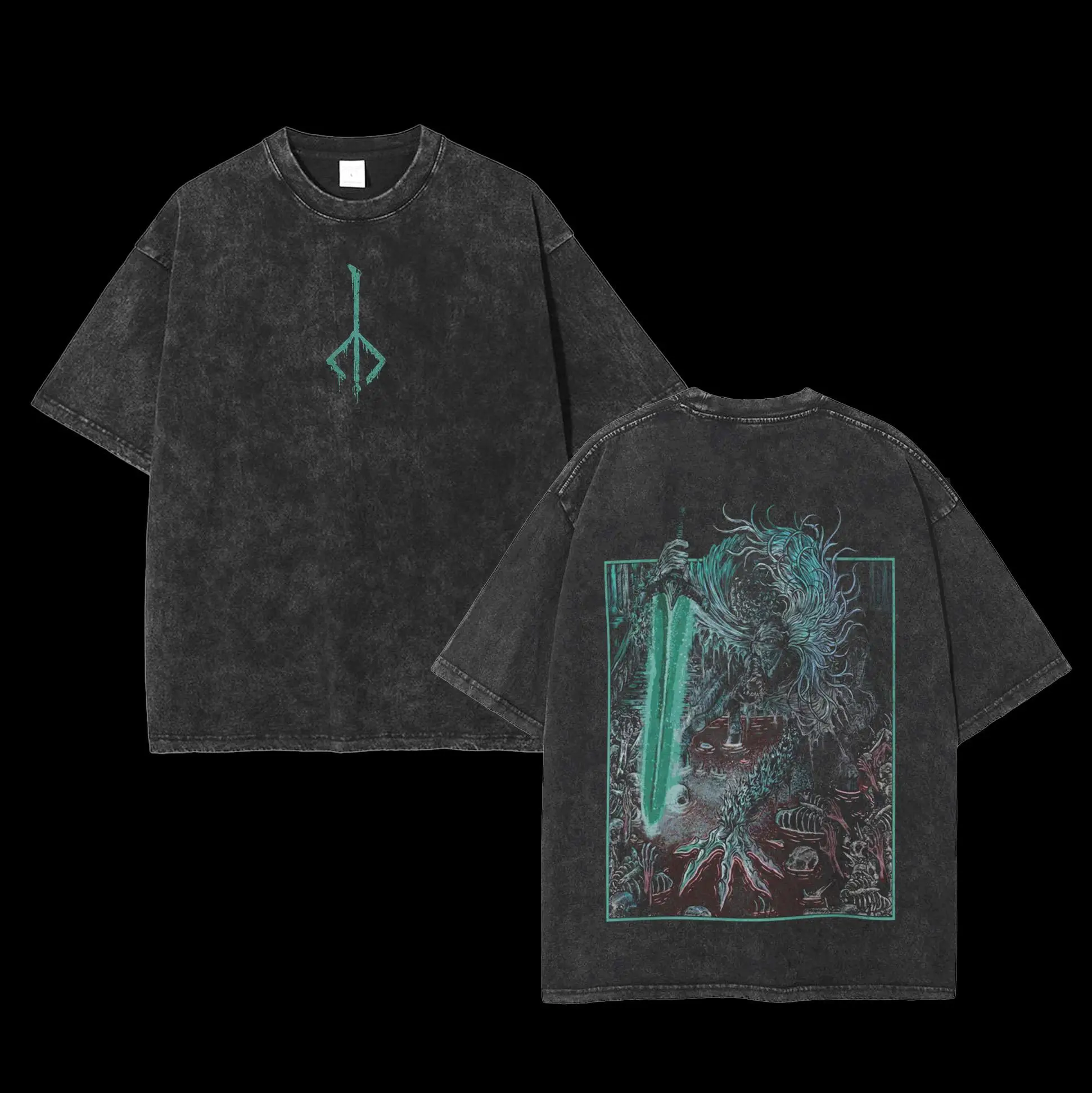 Bloodborne Ludwig the Accursed Holy Blade Grim Hoodie Double Printed Unisex Acid Washed T-Shirt, Gift For Game Fan, Fabric Fit Top Oversized