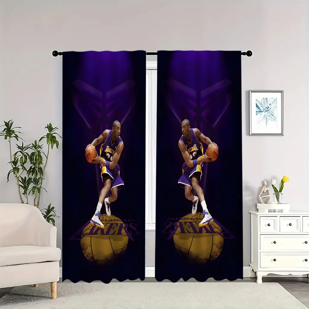 Kobe Bryant Lakers-themed interior curtains, blackout, heat-insulating, and soft, suitable for home décor, Room Decor Curtain, Home Decoration Curtain, Home Decorative Curtain
