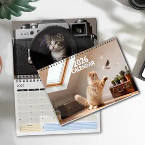 2026 Cute Cat Calendar Planner Jan Dec 2026: Elegant minimalist doodle typography design with tabby cat art. Portable desktop organizer for home & office, great for scheduling perfect gift for cat lovers on birthdays . doodle typography calendar
