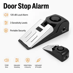 120dB Door Wedge Alarm, Portable Entry Alert Stopper with 3 Sensitivity Levels for Apartment, Dorm, Hotel, Travel & Home Use