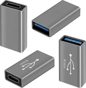 USB to USB C Adapter 4 Pack, Bi-Directional USB Type-C (Female) to Type-A (Female) On-The-Go (OTG) Converter Connector Support  & Data Sync for Laptop, PC, , MacBook Pro