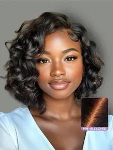 Real Hair Wavy Bob Wig, 180% Density, 13x4x1 Transparent Lace Front, Women's Natural Look, High-Quality Human Hair Extension