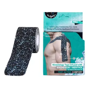 Kinesiology Tape with Magnesium and Menthol, 20 Pcs Precut Strips, K Tape Roll, Knees, for Physical Therapy, Sports, Muscles and Joints, Water Resistant, Blue Splatter
