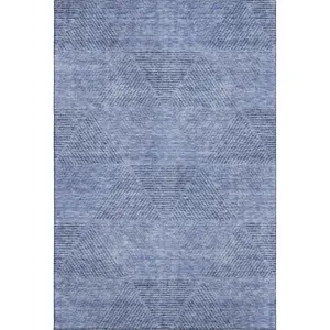HomeRoots 664840 10 x 14 ft. Blue & Gray Geometric Washable Machine Made Rectangle Area Rug with UV Protection