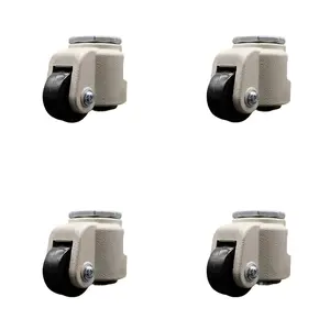 Nylon Swivel Threaded Stem Caster Set of 4 w/2.44" Black Wheel and M12 x 1.75mm x 18mm Stems - 2640 lbs Capacity/Caster - Service Caster Brand