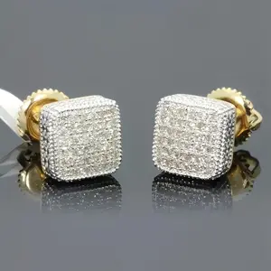 [Luxury Moissanite Earrings] 2pcs 4 Carat Moissanite Square Stud Earrings | 10mm S925 Sterling 925 Silver with Screw Back - Made for Wedding, Birthday, Anniversary, New Year Gift, Mother's Day Gift, Hip Hop accessories men earrings for women