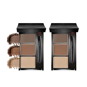 QIUFSSE 3-in-1 Powder Kit for Brows & Contouring | 3 Shades, 2 Pcs. Define Brows, Nose, Cheeks. All You Need for a Sculpted Look.