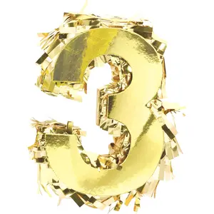 Metallic Gold Number 3 Mini Piñata Decoration, 6-Inch