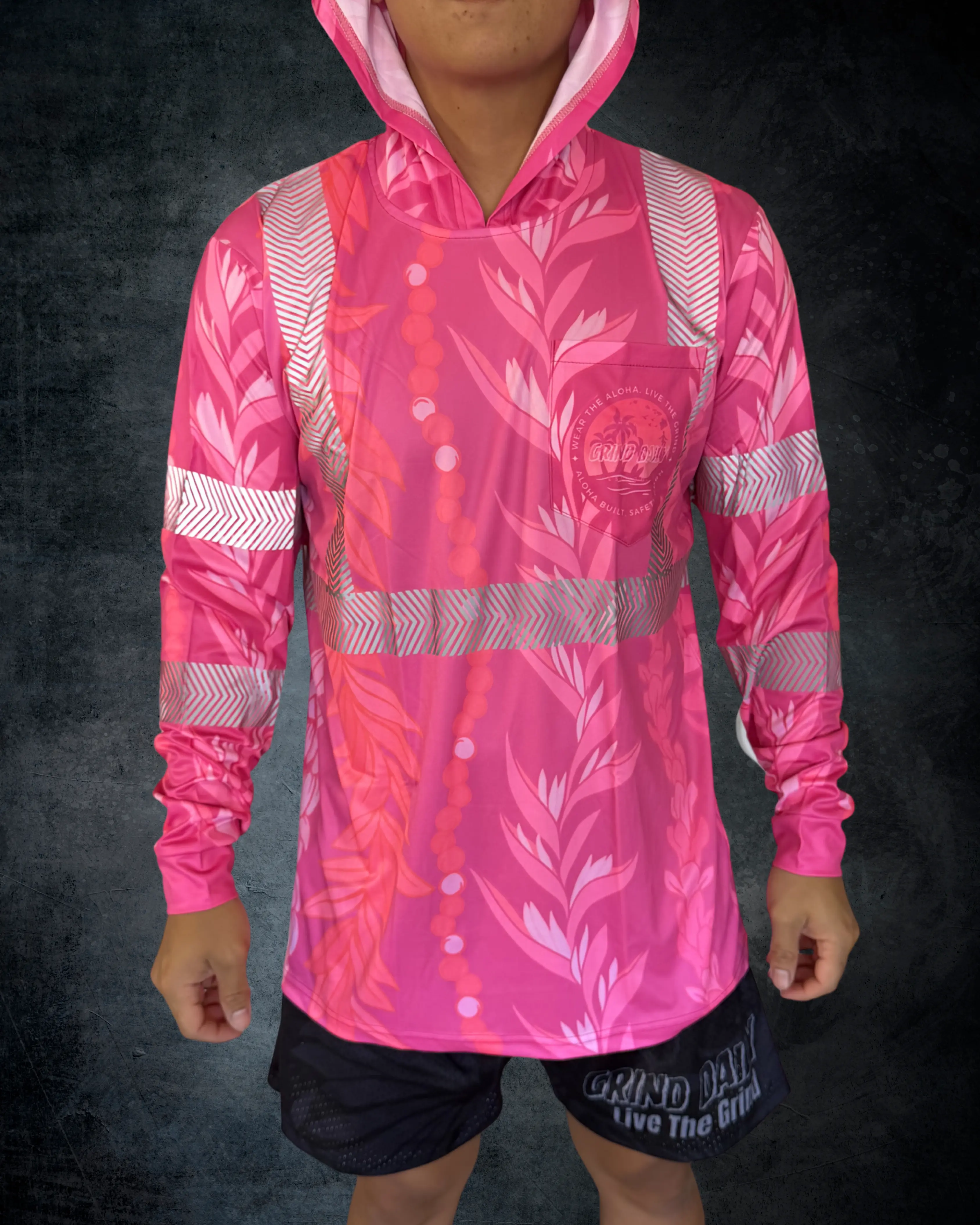 Pink Maile Guard Reflective Hoodie