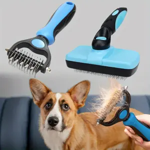 Grooming Tool for Dogs & Cats - Gentle Undercoat Brush with Stainless Steel Bristles, Ergonomic Handle for Short & Long Hair Pets, Pet Grooming Tool
