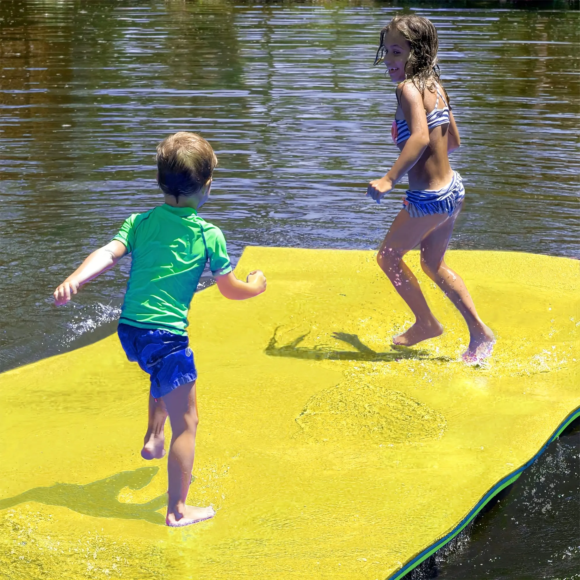 Floating Water Mat, 12' × 6' Lily Pad Floating Mat, 3-Layer Foam Water Floating Pad for Water Recreation and Relaxing, Thick and Durable Water Activities Mat for Lake, Oceans