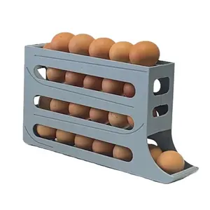 Rolling Egg Storage Box for Refrigerator - Durable Stackable Plastic Egg Organizer, Space-Saving Fridge Kitchen Accessory, Refrigerator Accessories (1 Count)