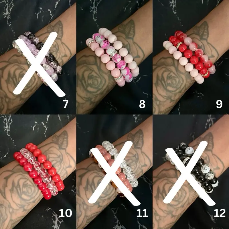 3pc Mixed Glass Bracelet Sets