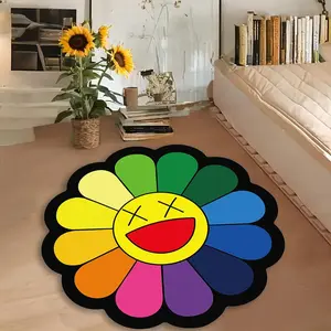 Creative Flower Pattern Floor Mat, Non-slip Washable Floor Carpet, Decorative Area Rug for Home Living Room Bedroom, Vanity Decor Accessories, Floral Area Rug