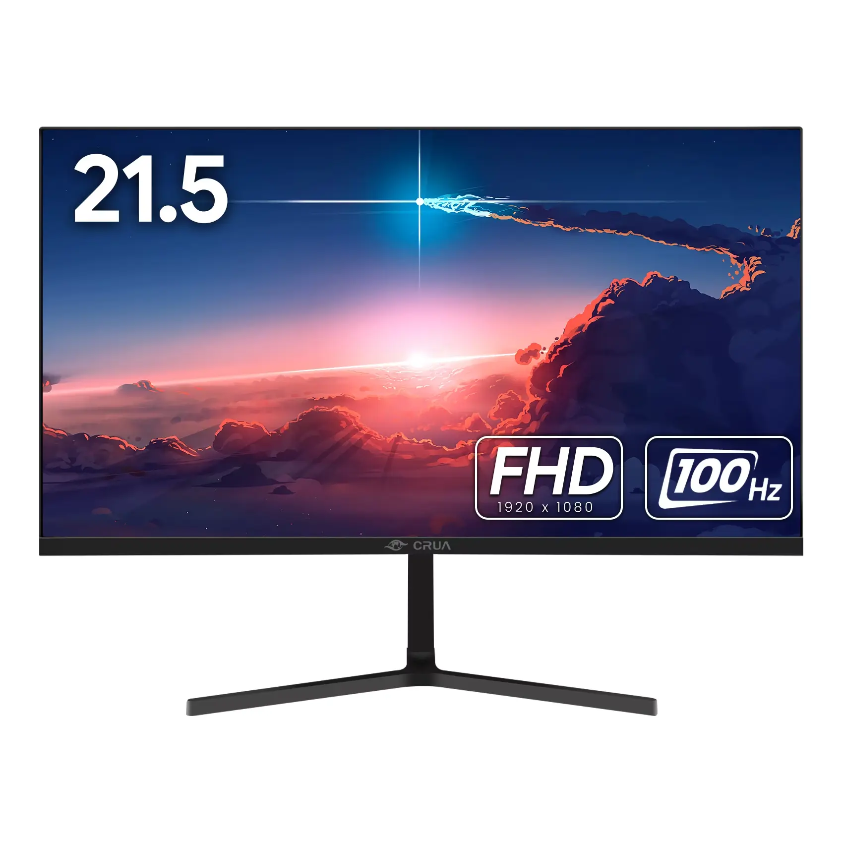 CRUA 22 inch FHD 1080P Computer Monitor - 100Hz VA Panel with 3-Side Frameless Design, Eye-Care Technology & VESA Mount, HDMI/VGA Port