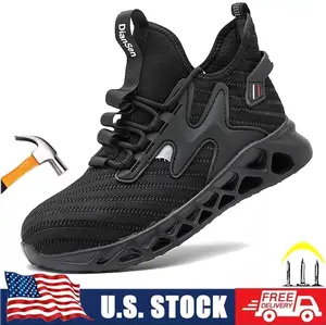 Steel Toe Shoes for Men & Women, Breathable Mesh Safety Trainers with Puncture-Proof Kevlar Midsole, Lightweight & Slip-Resistant for Construction, Mesh Shoes, Steel Toe Trainers
