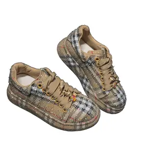 【Deals for You Days】Bling shoes Low-Top Casual Athletic Trainers - Fashionable, Lightweight, Luxurious, Breathable Footwear with Bold Stripes & Checks, Supreme Comfort, Durable Traction, Ideal for Elevated Street Style Walking Shoes Girl