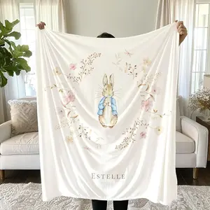 Peter Rabbit Blanket, Girls Nursery Blanket,Girls Nursery Decor,Baby Girl Gifts ,New Baby Girl Gifts,Boys Nursery Decor, Milestone Gift T