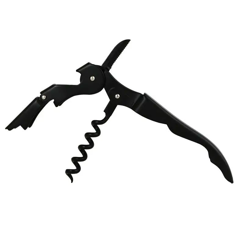BarConic® Double-Hinged Stainless Steel Corkscrew Utensils - Matte Black, Black Worm Bottle Opener, Mini Bar Corkscrews, Bottle Opener Corkscrews
