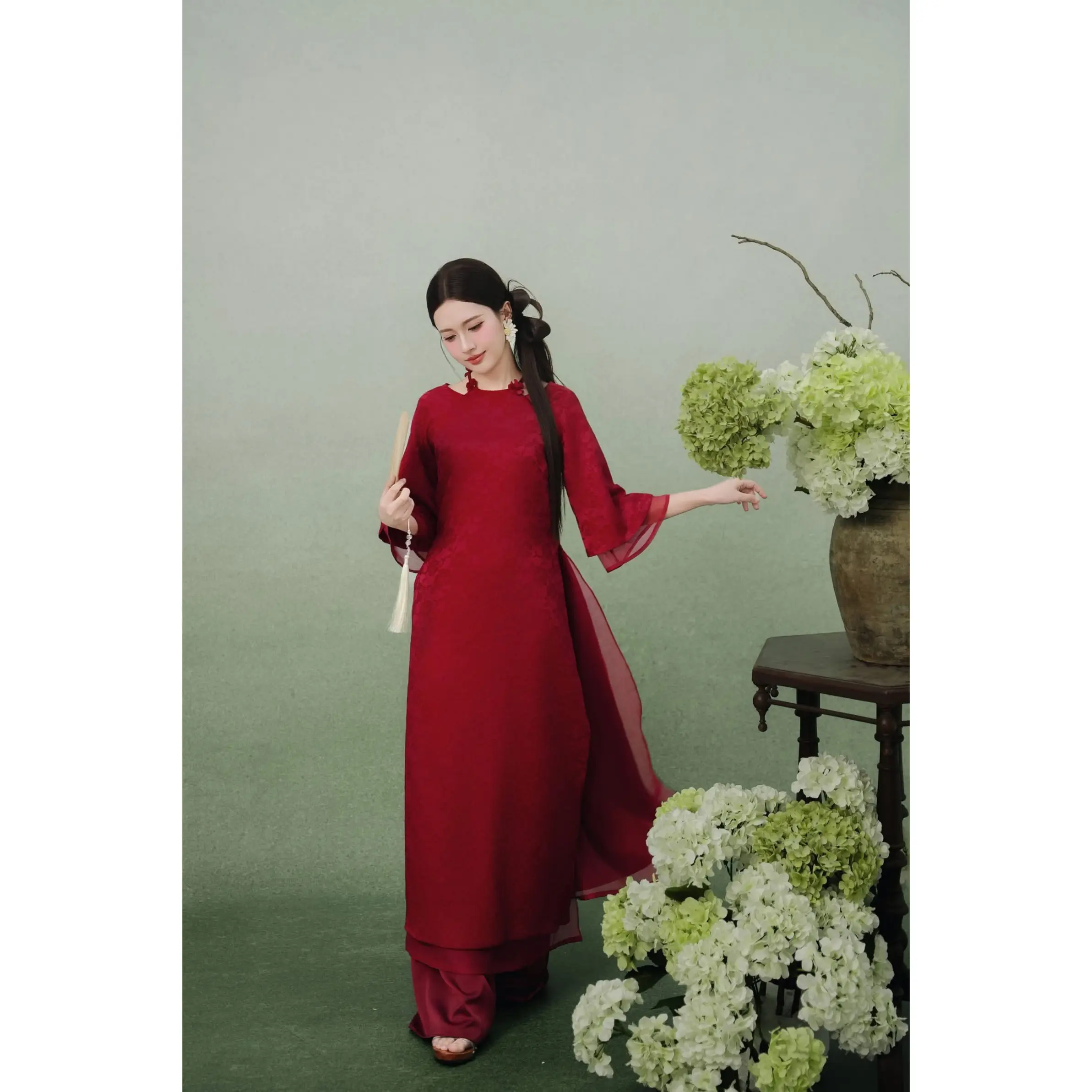 Tam - Red Modern Ao Dai (with pants)