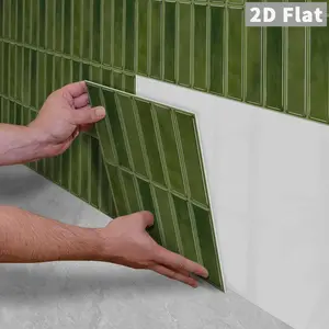 10PCS/Color Box GST Retro Olive Green Stone-Effect Subway Tile PE Foam Tile Stickers, Waterproof Oil-Proof Shockproof Wear-Resistant Peel & Stick Wall Decals for Kitchen Bathroom Bedroom Office Indoor Renovation Decor Mosaic Wall Stickers