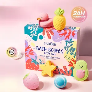 Cute Duck & Fruit Bath Salt Balls Body Care Product 6Pcs  Kids Bubble Bath Fizzies for Fun Bath Time