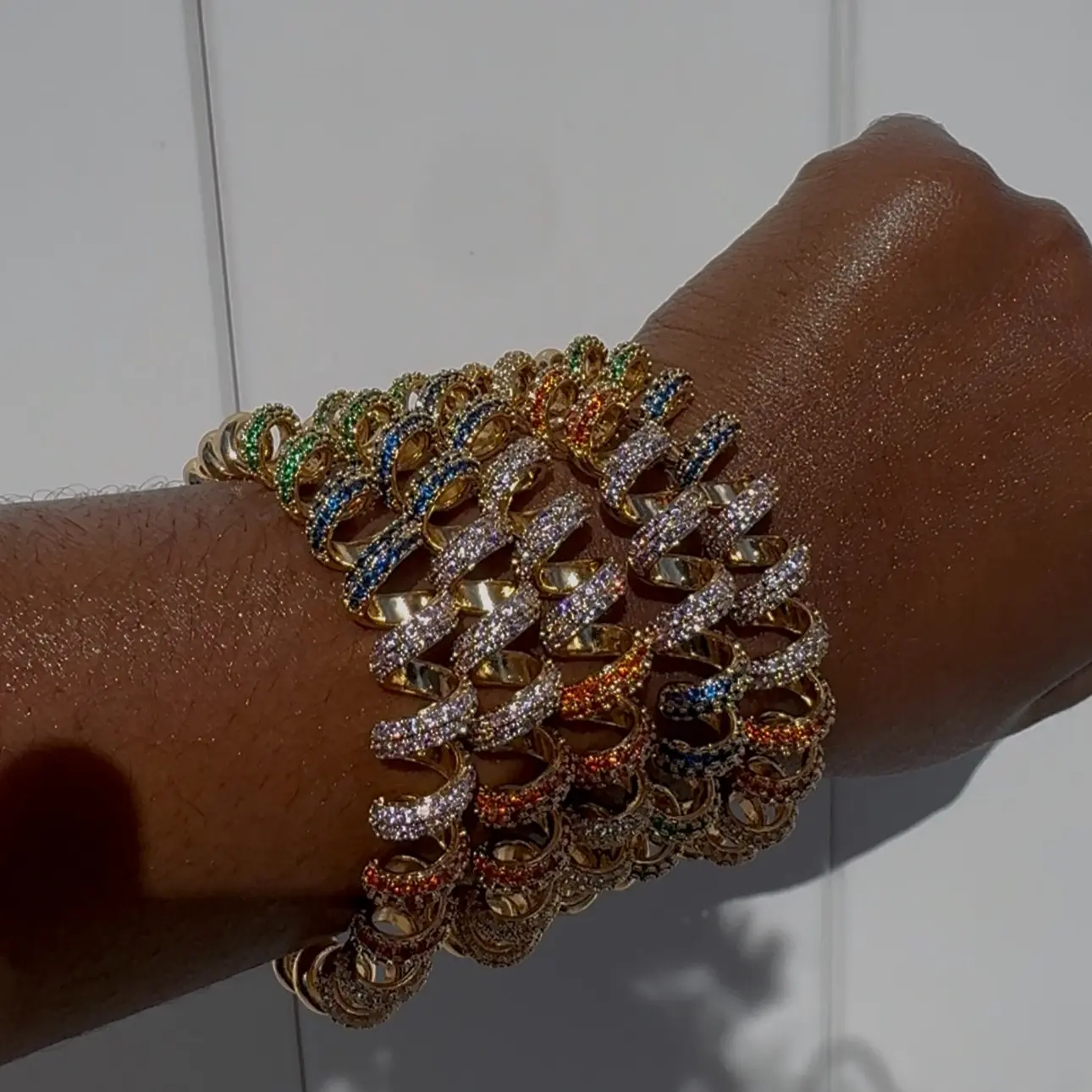 Rainbow Onion Ring Cuff Bracelet