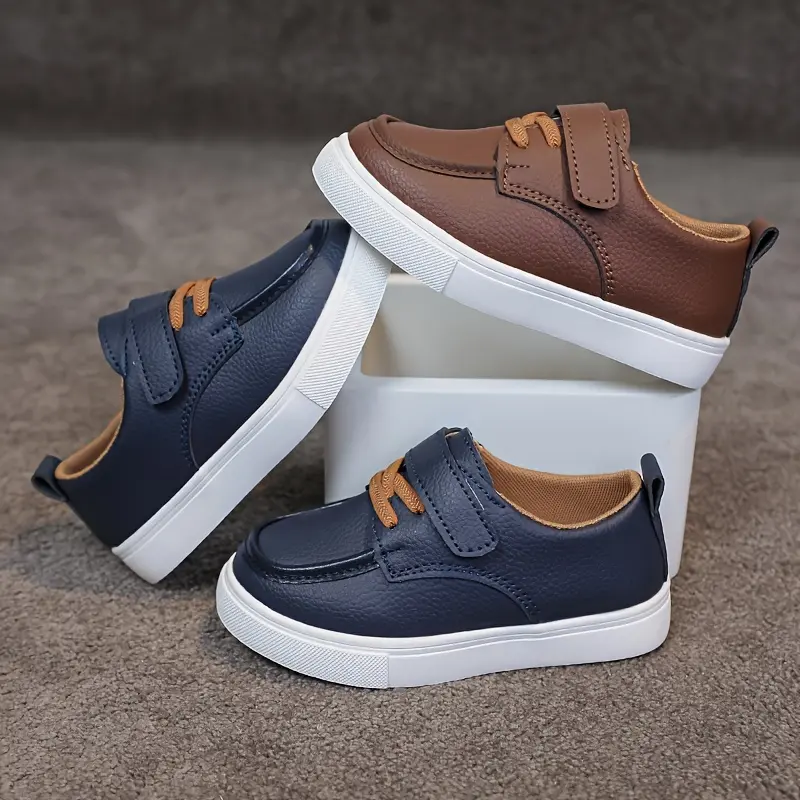 Boys' English-Style Elegant Casual Loafers - No-Lace Slip-Ons, Round Toe, Non-Slip Non-Synthetic Sole, Easy-Elegant Look, for School, Toddler/Little Kid Sizes (US 5 Toddler, US 10 Little Kid), 1 Pair