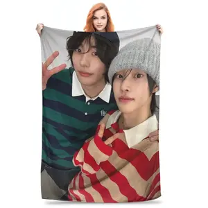 Flannel Throw B-Blanket RIIZE Wonbin & A-Anton Warm Plush Blankets Soft Bedding for Bed Living room Home Travel Couch A multi-functional and beautiful blanket that can be used for cheering, as well as given as a gift to Fellow fan .