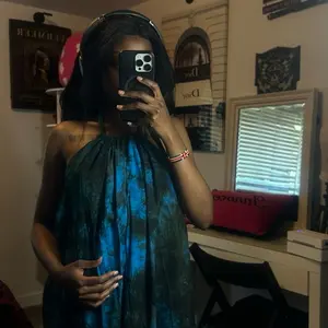East African Light Blue Backless Deras Kenyan handmade halter dress with sewn in bra Summer Sleeveless