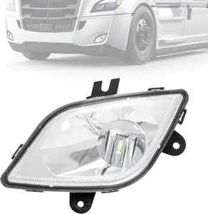 HECASA Front Left Full LED Fog Light Compatible with 2018-2024 Freightliner Cascadia Front Bumper Fog Light Lamp DRL Clear Lens Chrome Housing Driver Side Replacement for A6603653002