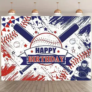 Baseball Birthday Party Banner, Happy Birthday, Baseball Themed Birthday Party Decoration, Party Decorations Banners, Photo Props Background Cloth, Photo Backdrops, Indoor and Outdoor Home Decoration, Ornaments