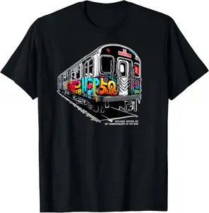 100%cotton 50 Years of Hip-Hop Bronx Subway Graffiti 50th Anniversary T-Shirt  Top teeshirt
