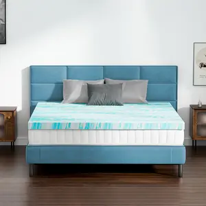 Cooling Gel Mattress Topper with Ice-Touch Cover – 2"/3"/4" Memory Foam for Back Support | Summer Comfort & Airflow | All Sizes from Twin to California King