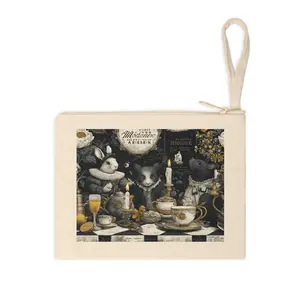 Victorian Tea Party Animal Portraits Accessory Zipper Pouch | Cat Rabbit Mouse Tea