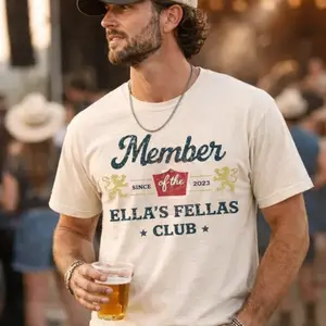 Women's Ellas Fellas Club Short-Sleeve Soft Cotton T-Shirt - Vintage Rodeo Western Novelty Graphic Top, Classic Streetwear Round Neck Women's Clothes, Gift For Her W8W