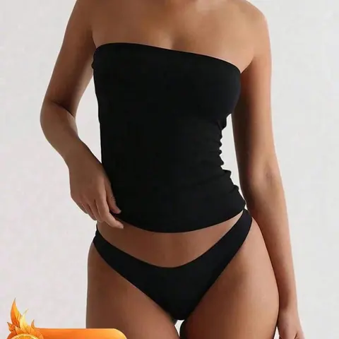 Strapless Tube Top, Cropped Tube Top - Stretchy Soft Knit Fabric - Basic Crop Top for Y2K Summer, Trendy Sleeveless Bandeau Top, Women, Perfect for Beach Days, Pool Outfits, Versatile Layering Piece for Summer Wardrobe