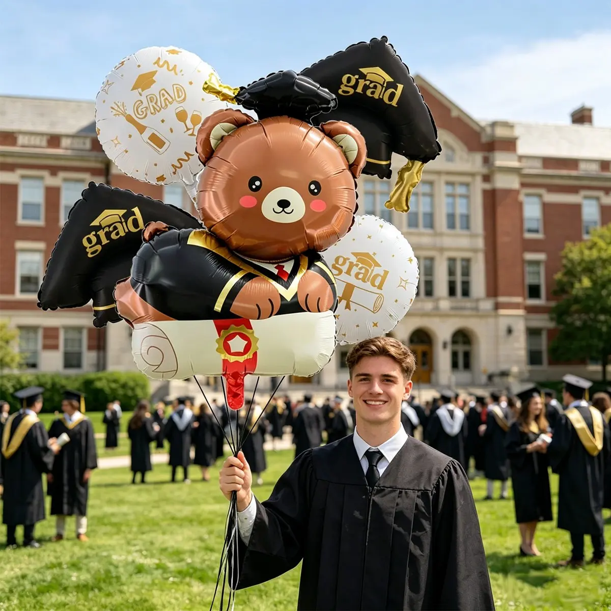 Graduation Bear Set, Aluminum Foil Balloons for Graduation Season, Party Atmosphere Decor, Graduation Decorations, Photo Props for Festive Events