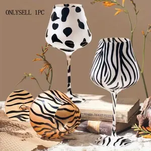 Handmade Wine Glass Print with Cow Zebra Leopard Design, Perfect for Wine Tasting, Birthday Parties, Weddings, Christmas Gift