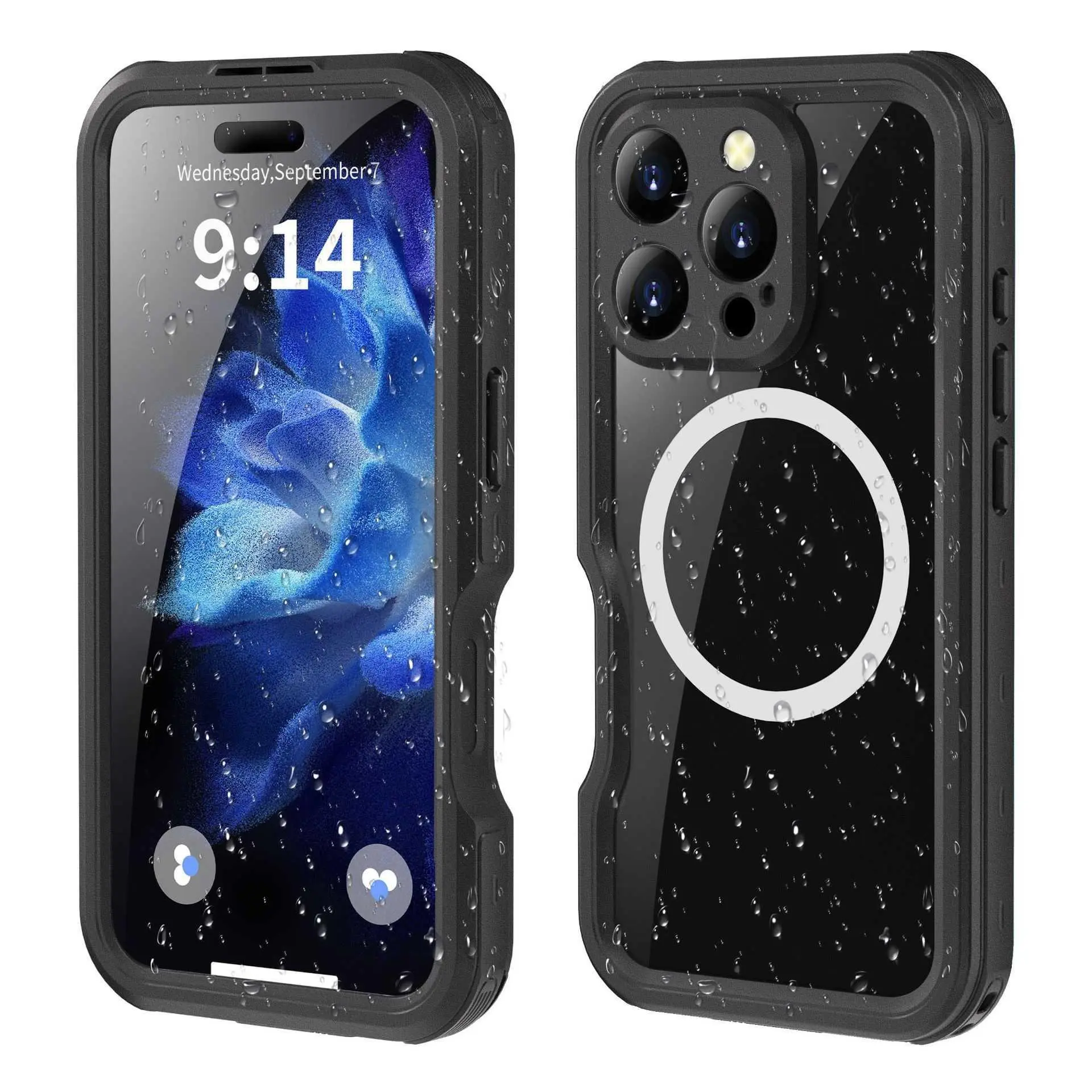 For iPhone 16 Pro Waterproof Case for Outdoor Diving Drop-Proof Dustproof Waterproof Phone Protective Case HNB96