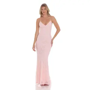 Lucy In The Sky Lace V-Neck Mermaid Dress in Pink