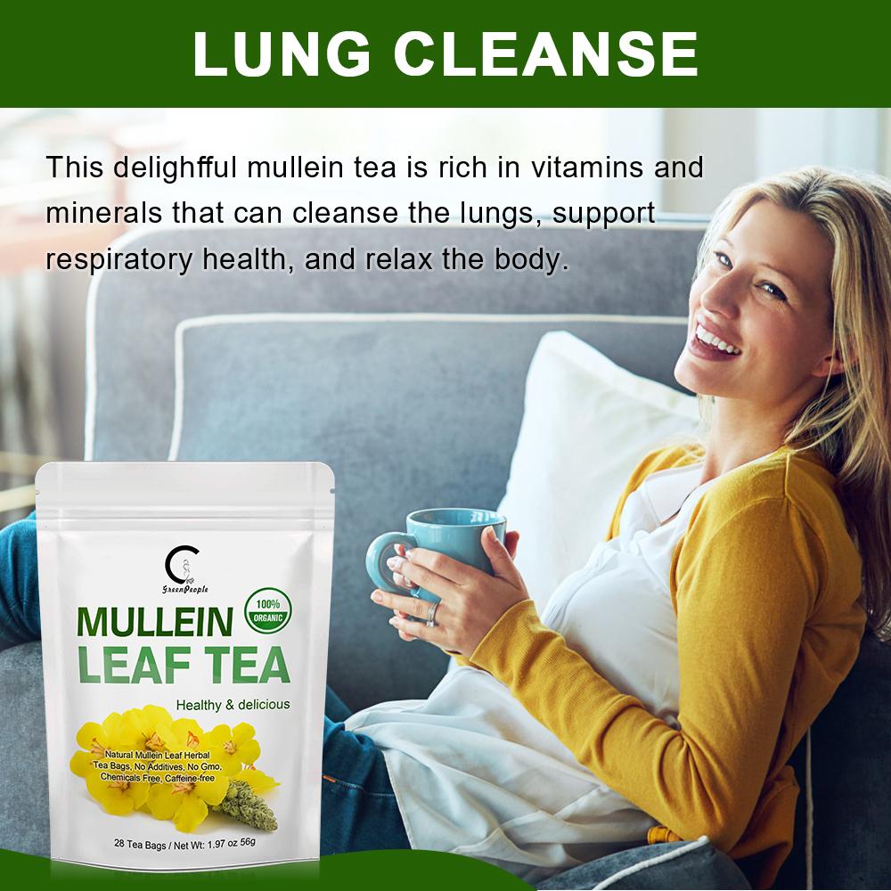 Mullein Tea Bags - Organic Mullein Leaf Tea for Lungs Cleanse and Respiratory Support, Caffeine Free - 28 Tea Bags